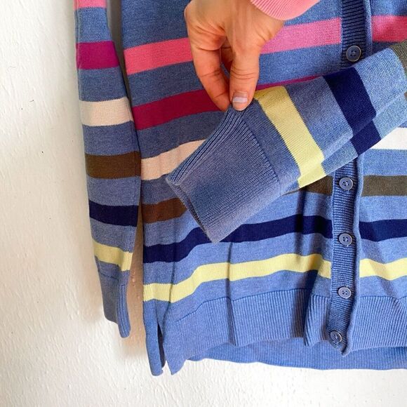 Talbots Girlfriend Cardigan Colorful Stripe Women’s Small Periwinkle Blue - Picture 6 of 11